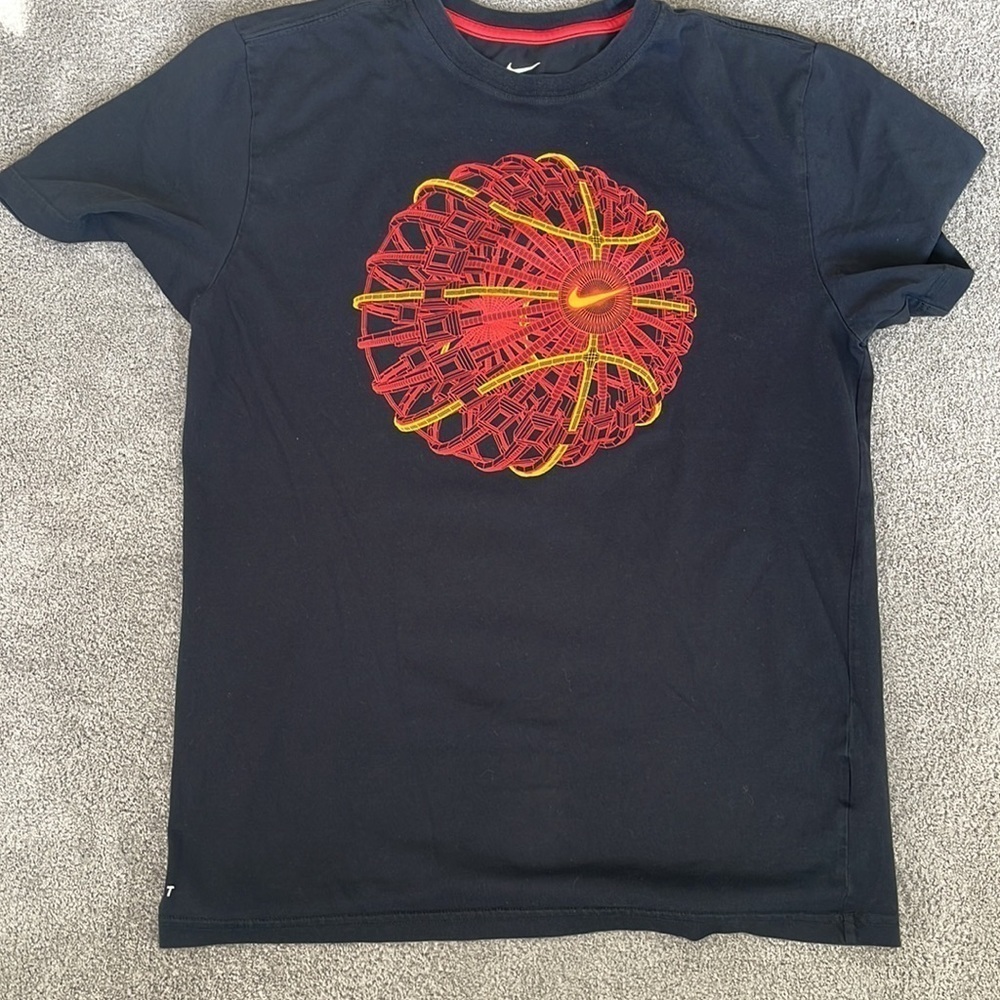 EC Nike Dri Fit Black T-shirt with Orange Graphic - Size Medium